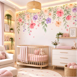 Adesivo de Flores para Parede - Borboletas para Decoração - Quarto Infantil Menina