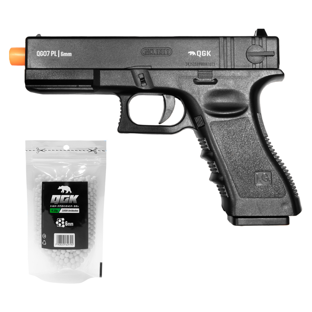 PISTOLA DE AIRSOFT SPRING QG07 PL 6MM QGK + 1000 BBS