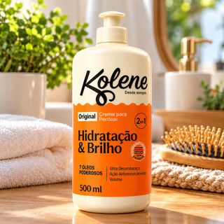 Creme Para Pentear Kolene Original 500ml Hidratação Brilho 7 Óleos Sem Enxágue