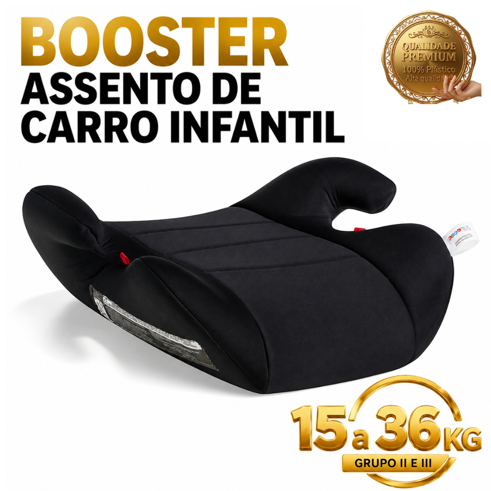 Assento de Carro  Banco de Elevação Infantil Booster 15 a 36kg Cadeirinha para Viagem Fit UP Preto