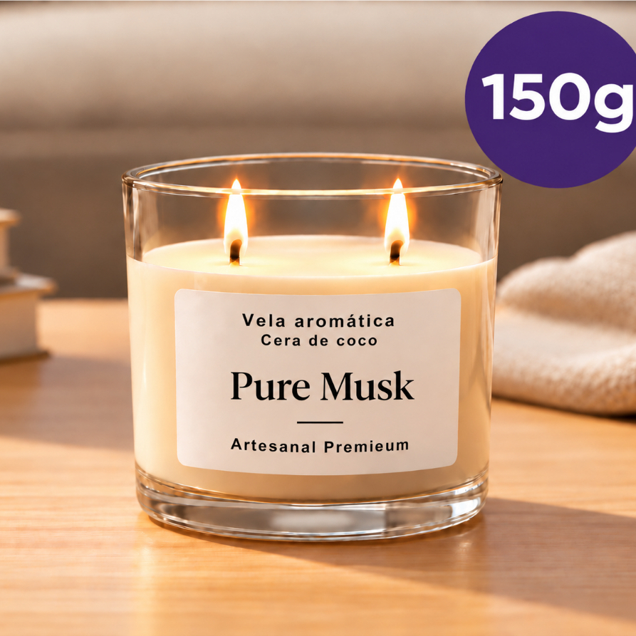 Vela aromática artesanal PREMIUM 150/50G - Óleo de coco e cera de Palma - Com especiarias e pote de vidro — imagem 2 de 2