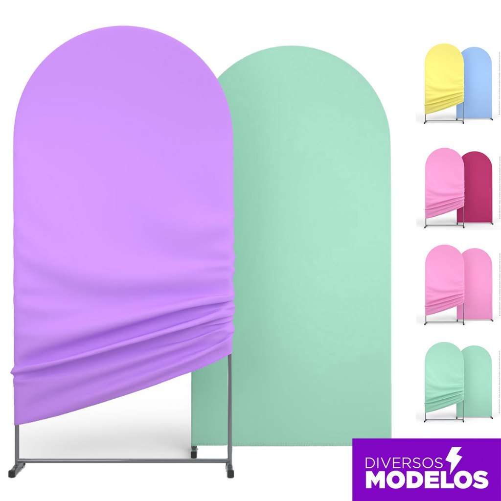 Capa Painel Romano Dupla Face 2x1m Arco Duas Cores Decoração Festa Aniversário Cores Lisas Veste Fácil Sublimado