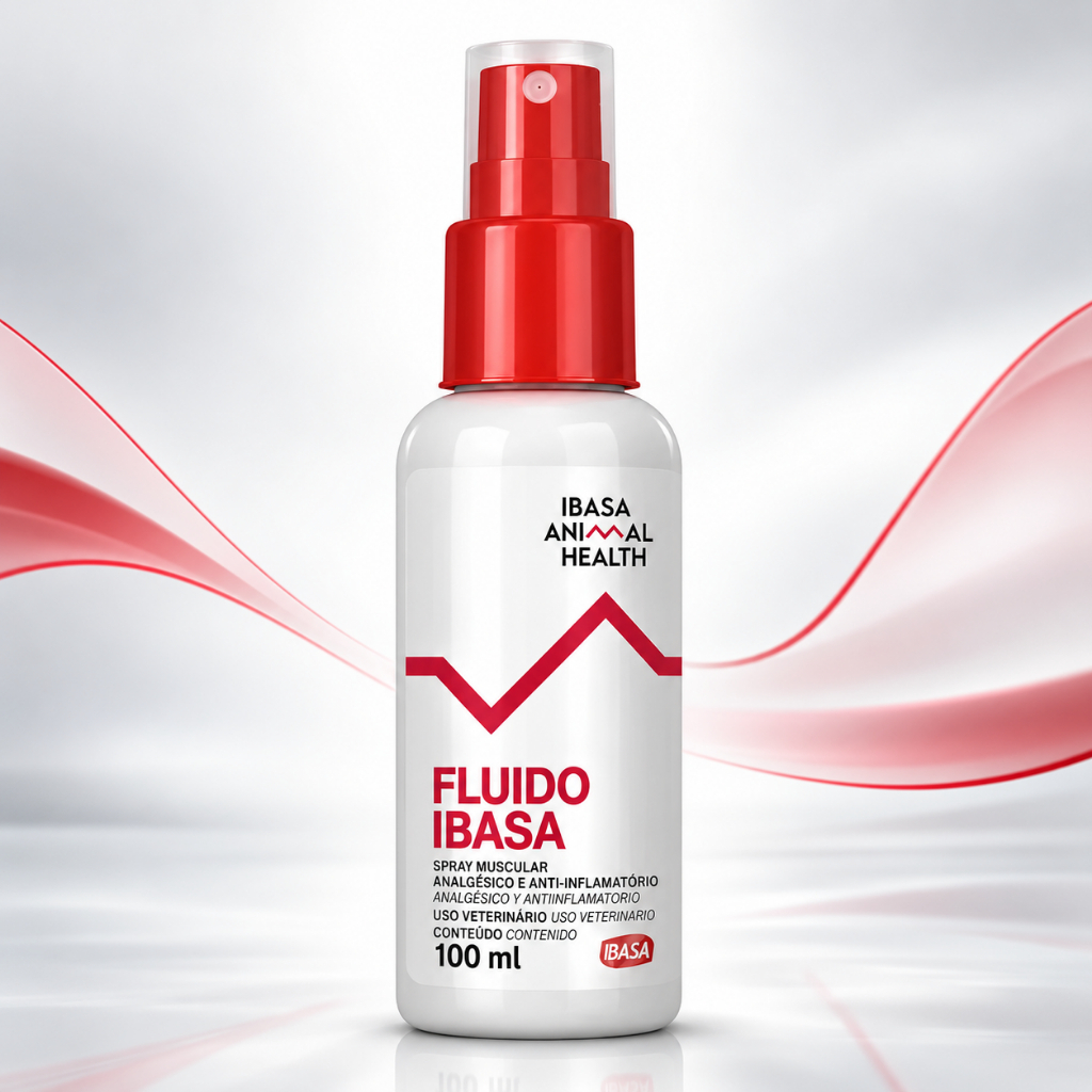 Fluido Ibasa Spray Muscular 100ml Veterinário Analgésico Anti-inflamatório para Cães e Gatos Dor Muscular