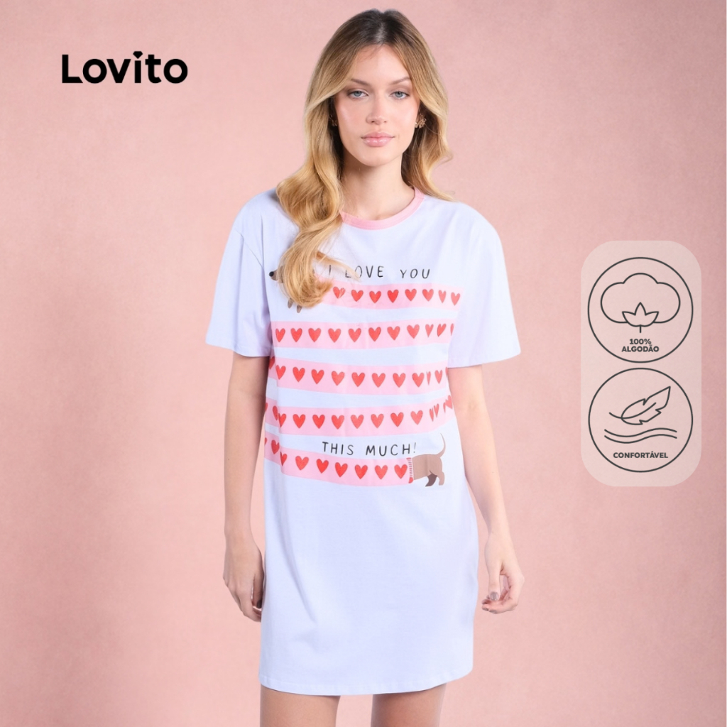 Lovito Camisola Feminina Estampada Cachorro Salsicha SDB18731903