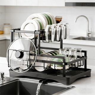 Escorredor de Louças Rack Aço Carbono Organizador Preto 39.5*28.5*26cm