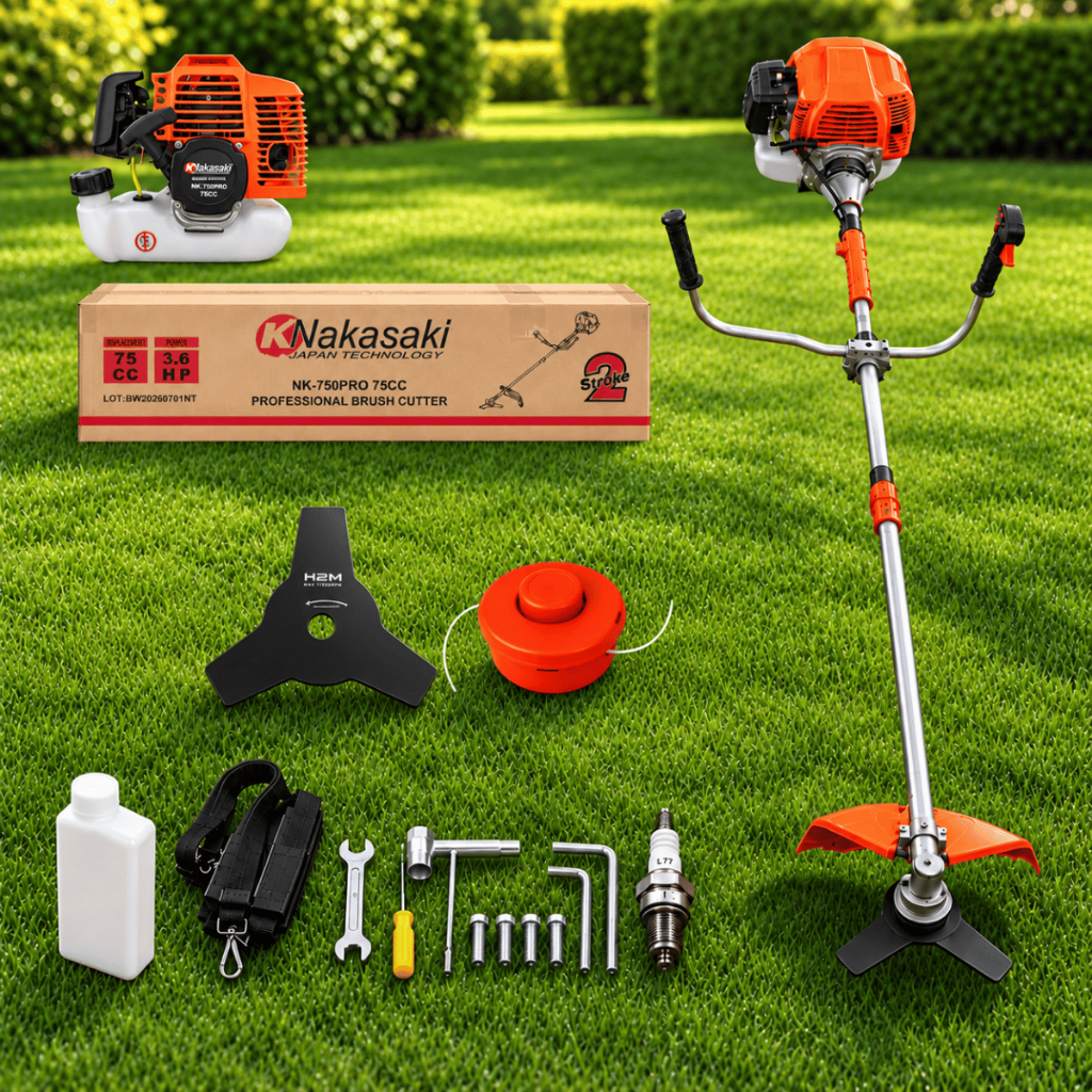 Roçadeira Gasolina 75cc Nakasaki Aparador De Grama 2 Tempos 3.6Hp Profissional Nylon Lâmina