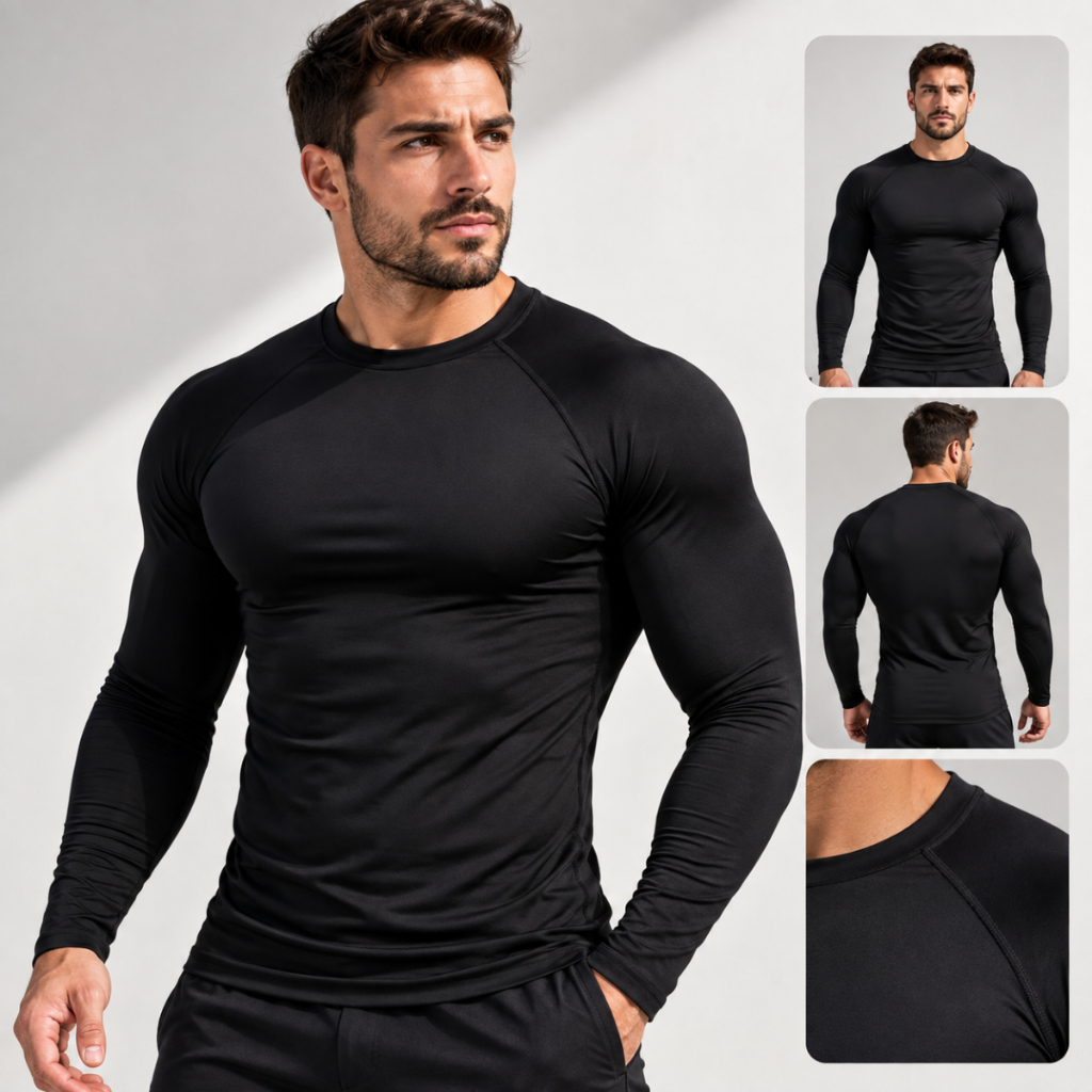 Camiseta Compressão Manga Longa Masculina Esportiva Academia Corrida Fitness Ciclismo Treino Funcional Futebol Dry Fit