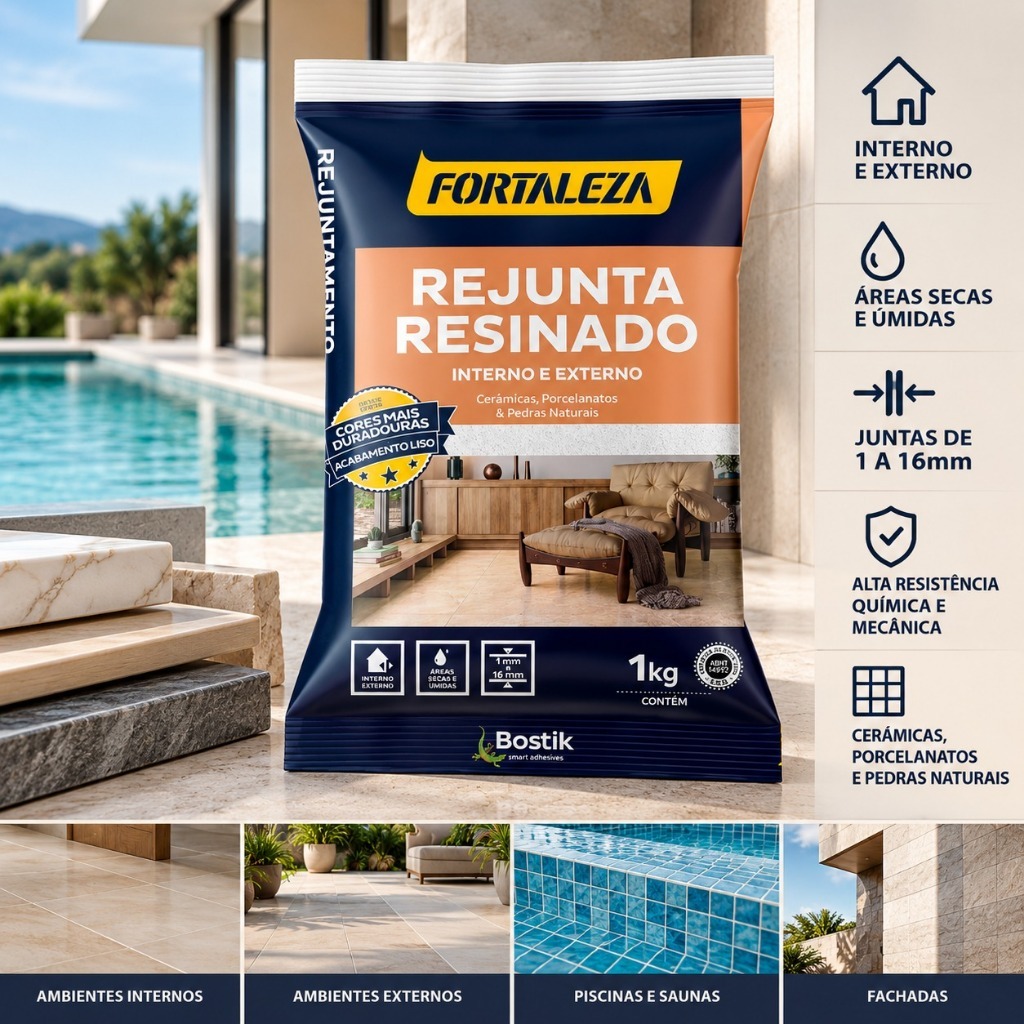 Rejunte Piscina Uso Externo E Interno Cerâmica E Porcelanato Resinado Fortaleza 1kg Rejunte Picina