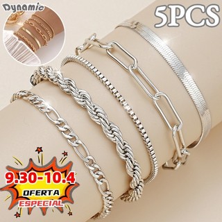5 pcs pulseiras em aço inoxidável hipoalergênico não escurece a prova d’água