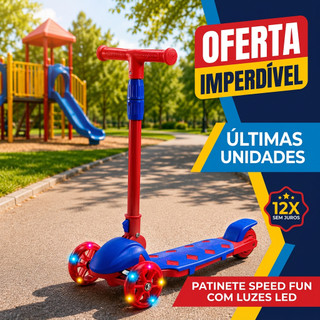 Patinete Speed Fun com Luzes de Led - Vermelha