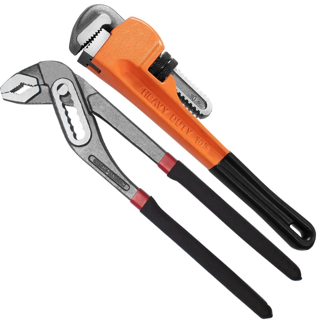 Alicate Bomba D'água 10" e Chave Grifo 10" Uso Profissional Bico de Papagaio Ajustável Hidráulico