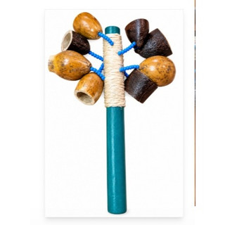 Instrumento Musical Chocalho Artesanal de Jatobá com Casca de Cabaça Efeito Percussão Musicalização Religião Terapia