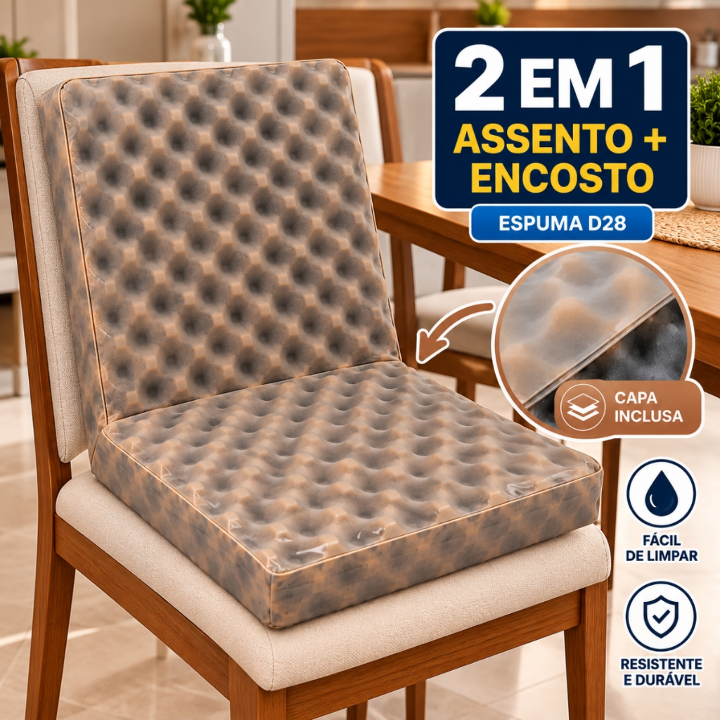 KIT ASSENTO 2 EM 1 Assento COCCIX e Encosto Lombar + CAPA IMPERMEAVEL COLCHAO CASCA DE OVO Alívio Dor Cóccix Hemorroida — imagem 2 de 2