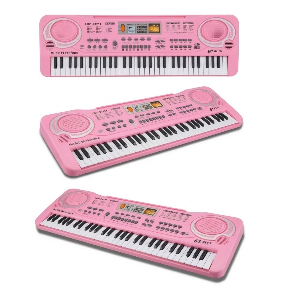 Brinquedo Infantil Teclado Eletrônico Crianças Microfone Musical 61 Tecla Funciona Na TomadaMenino e Menina