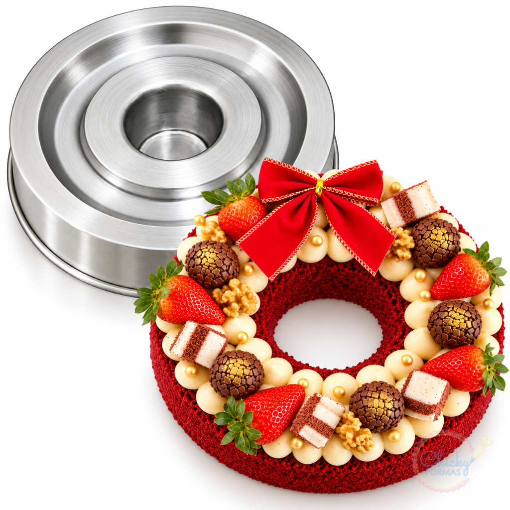 Forma para Bolo Guirlanda 26x6cm com Rebaixo para Recheio - Inove nesse Natal