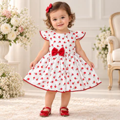 VESTIDO INFANTIL MENINA MALU CEREJA/CEREJINHA\BEBÊ