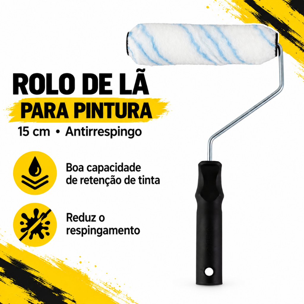Rolo Para Pintura Lã Não Respinga 14MMx15CM Com Cabo Vonder ENVIO IMEDIATO Resistente Profissional — imagem 2 de 2