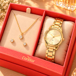 Relógio Feminino Condor Dourado Original Top 1 Ano Garantia