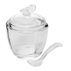 Açucareiro de Vidro Butterfly 130ml com Colher Wolff para Açúcar Adoçante Café Chá Mesa Organização Cozinha Elegante