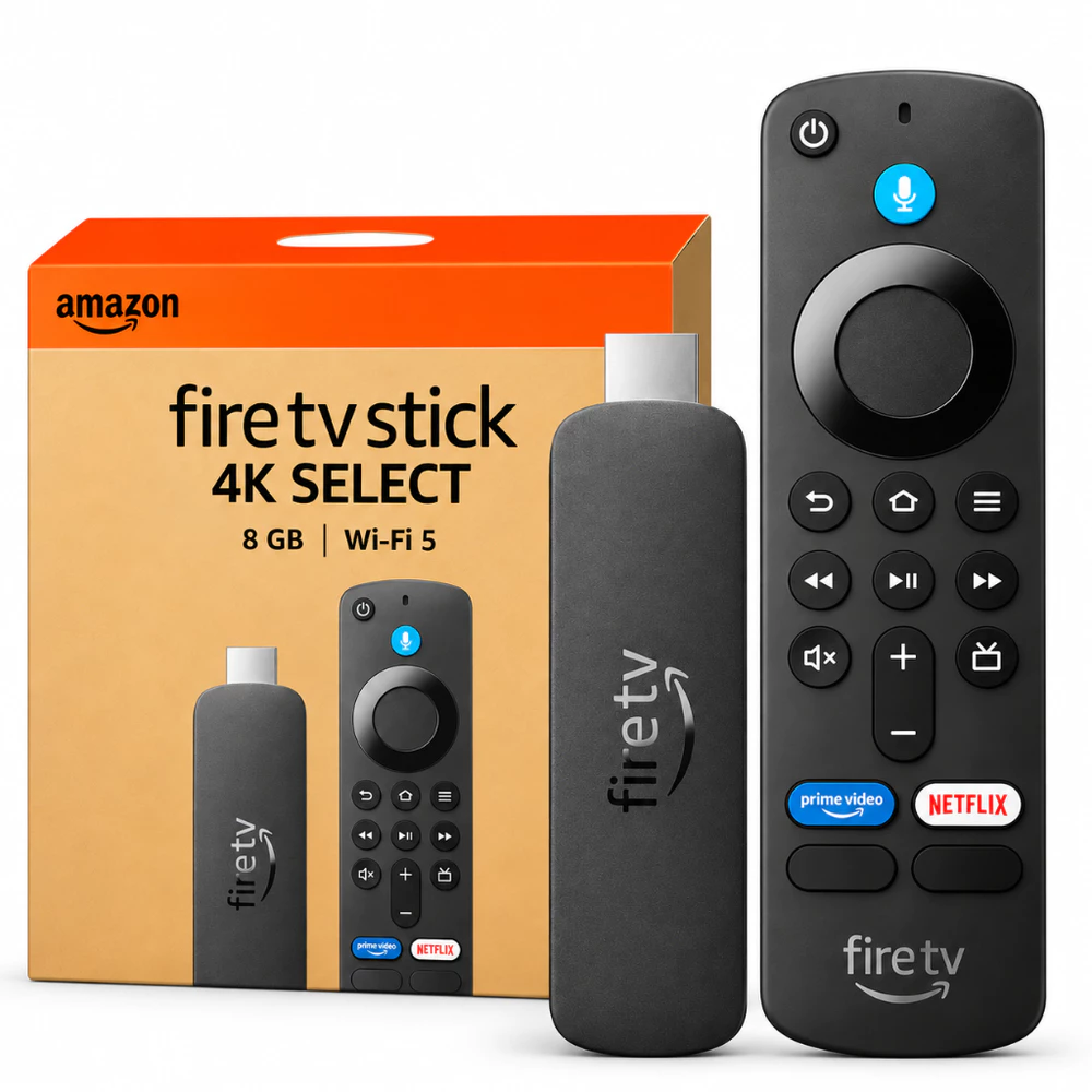 Novo Fire TV Stick 4K Select (Sistema Vega OS) Com Alexa, Wi-Fi 5, Streaming em 4K, Controle por Voz