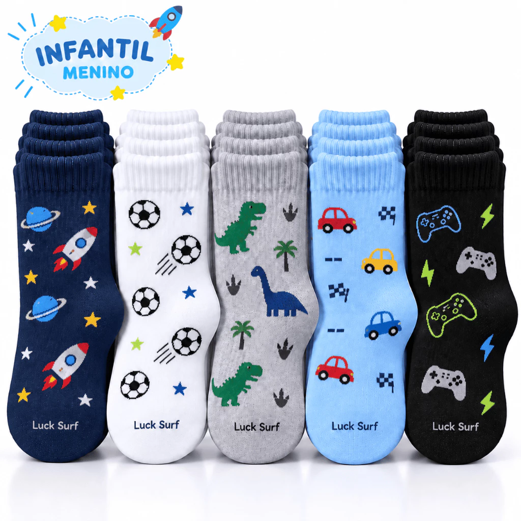 Meias Infantis Menino Luck Surf 2 a 10 Anos