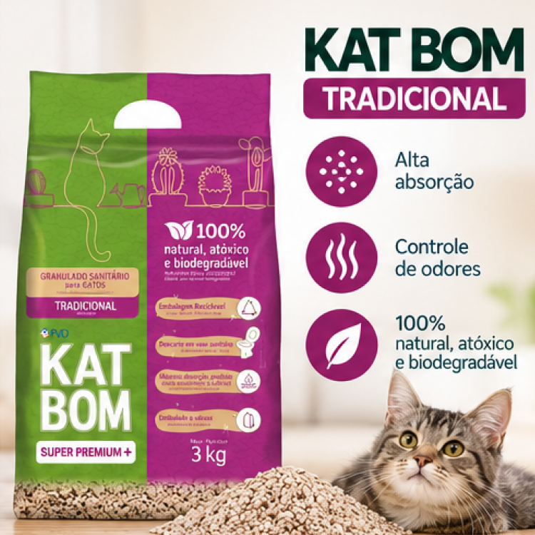 Areia Higiênica Katbom para Gatos Tradicional Capim Limão Clinical 3kg e 6kg · foto 2