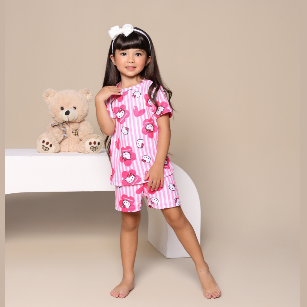 Pijama Infantil Emilly vick - hello kitty - bluey - Menina Estampado Verão Roupa de Dormir Macio