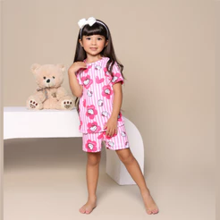 Pijama Infantil Emilly vick - hello kitty - bluey - Menina Estampado Verão Roupa de Dormir Macio