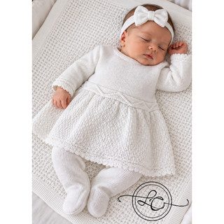 Conjunto Saida Maternidade Vestido Calça & Manta Bebê Rn Menina Batismo