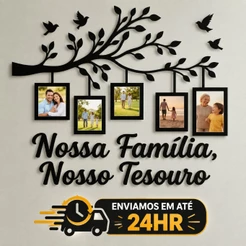 Quadro Decorativo Sala Porta Retrato Família Mdf