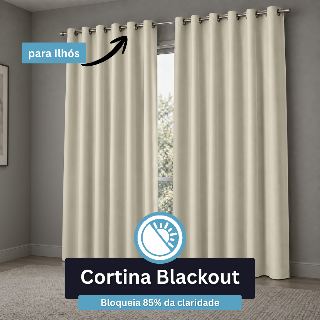 Cortina Tecido Blackout Corta Luz Para Sala e Quarto 4 Metros Várias Cores