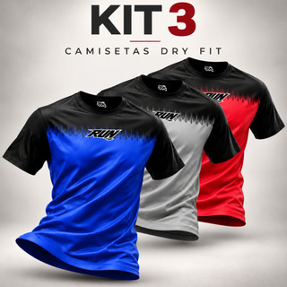 Kit 3 Camisetas Masculinas Dry Fit Premium Camisa Esportiva Academia Corrida Treino Envio…