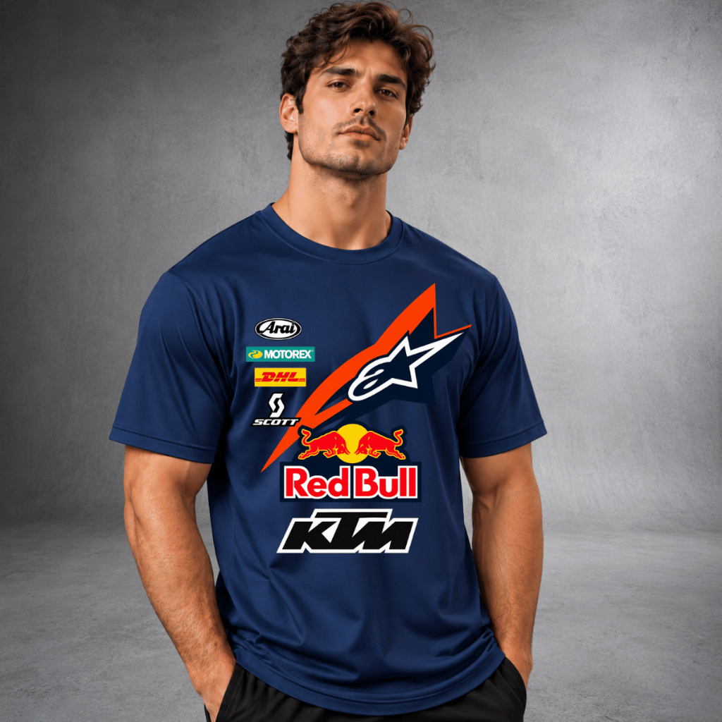 Camiseta Dry Fit Masculina Estampa Red Bull Manga Curta Academia Treino Corrida Fitness Malha Fria Camisa Esportiva