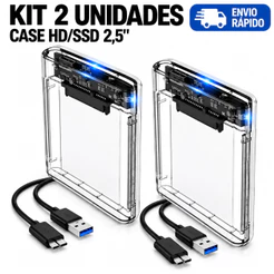 Kit 2 Case HD Externo 2.5 USB 3.0 Gaveta SATA Slim para Notebook Xbox VideoGame Ps4