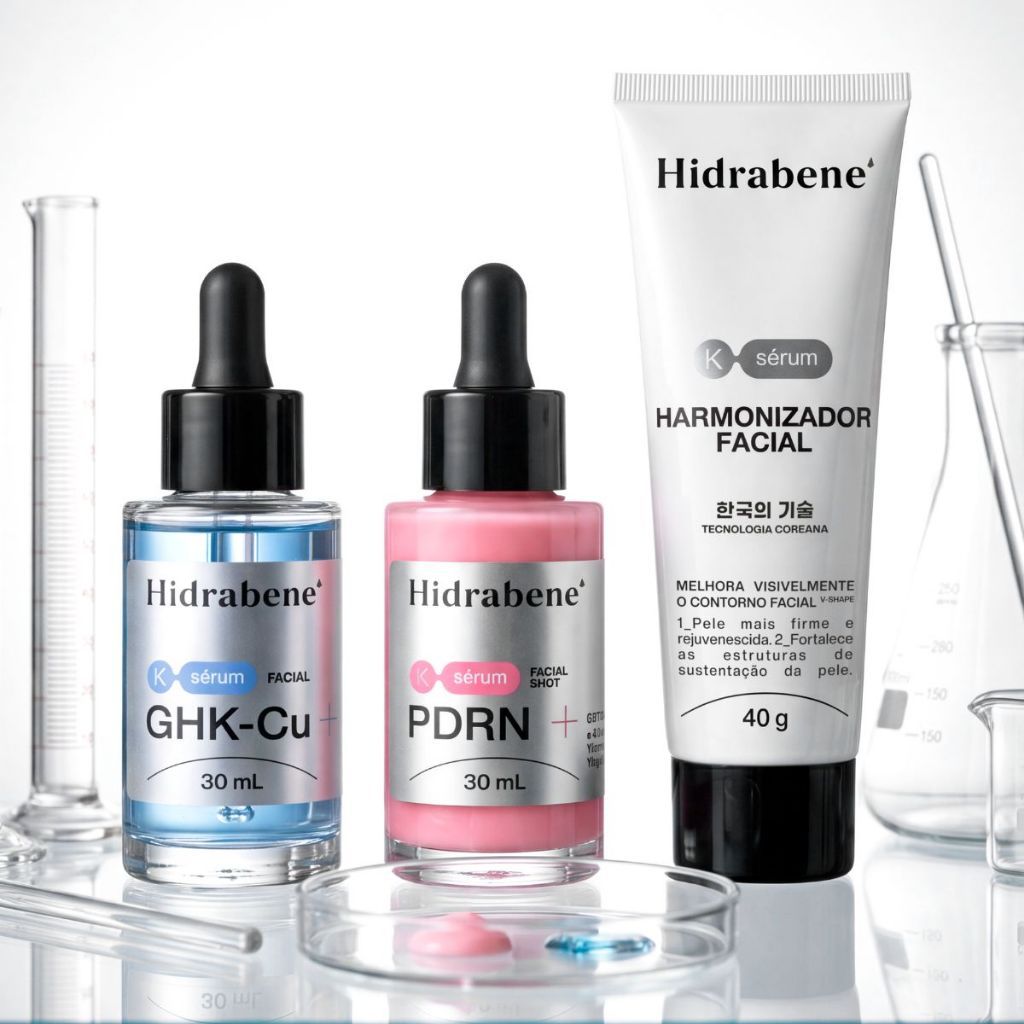 Kit Linha Coreana Hidrabene K-Sérum Harmonizador Facial + Sérum GHK-Cu + Sérum PDRN Skincare