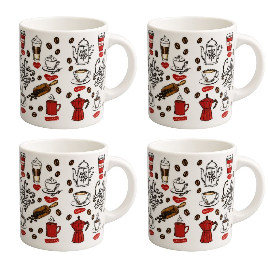 Jogo 4 Xícaras de Café Cerâmica 60ml / 85ml Design Elegante com Embalagem Ingift Box