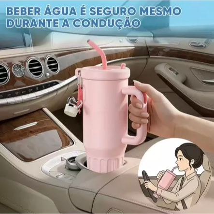 Copo Térmico Inox Portátil 1200ml Garrafa Térmica Inoxidável com Tampa e Canudo Inox ANG