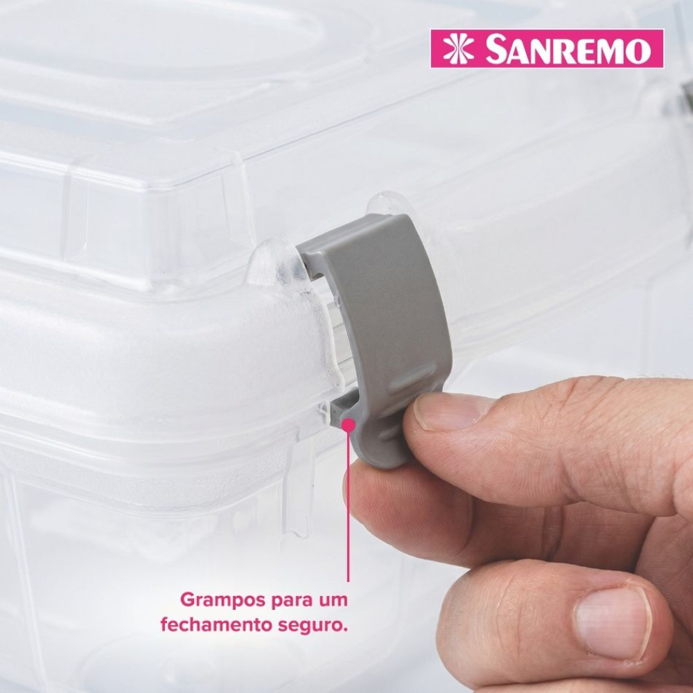 Caixa Organizadora Plástica Transparente 42L Sanremo — imagem 2 de 2