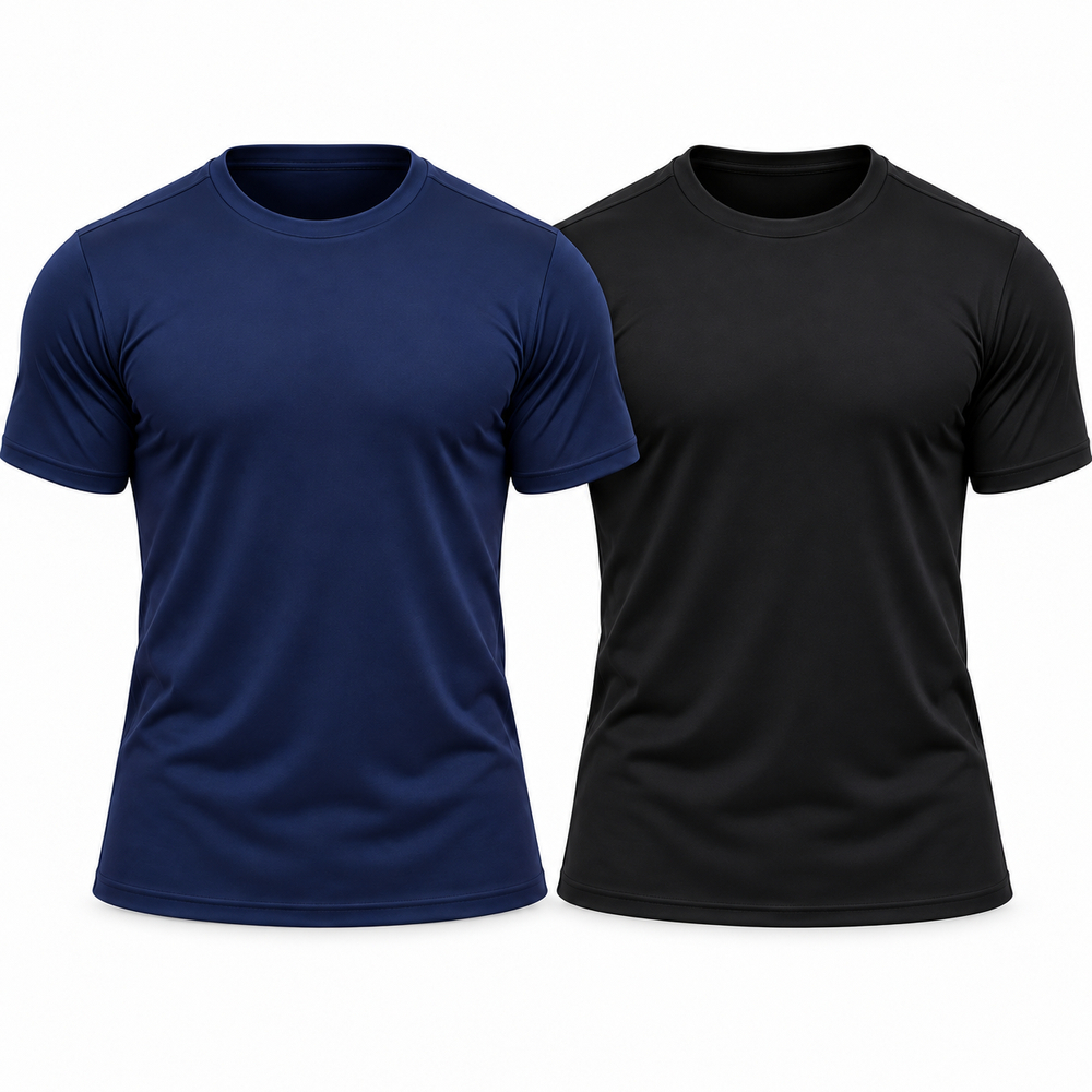 Kit 2 Camiseta Masculina DryFit Lisa Academia Corrida UV Treino Fitness Leve com Elasticidade Secagem Rápida Confortável