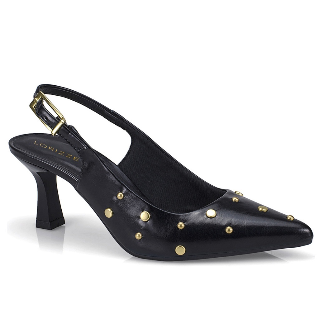 Scarpin Feminino Slingback Salto Fino Médio Com Fivela e Spike Elegante E Social 029 · foto 2