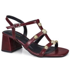 Sandália Feminina Salto Bloco Fivela Aplique ABS Spike 15629