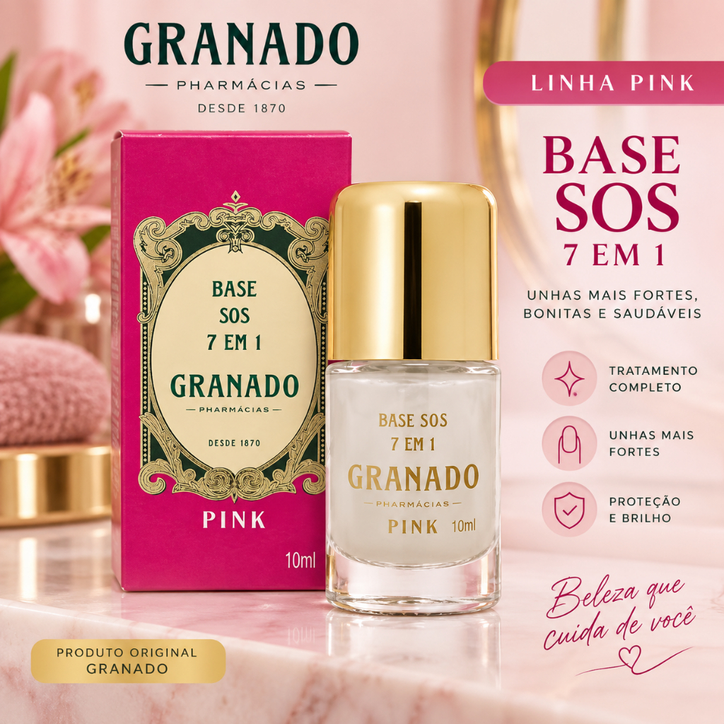 Base Esmalte Granado SOS 7 Em 1 Fortalecedora Para Unha Pink - 10ml