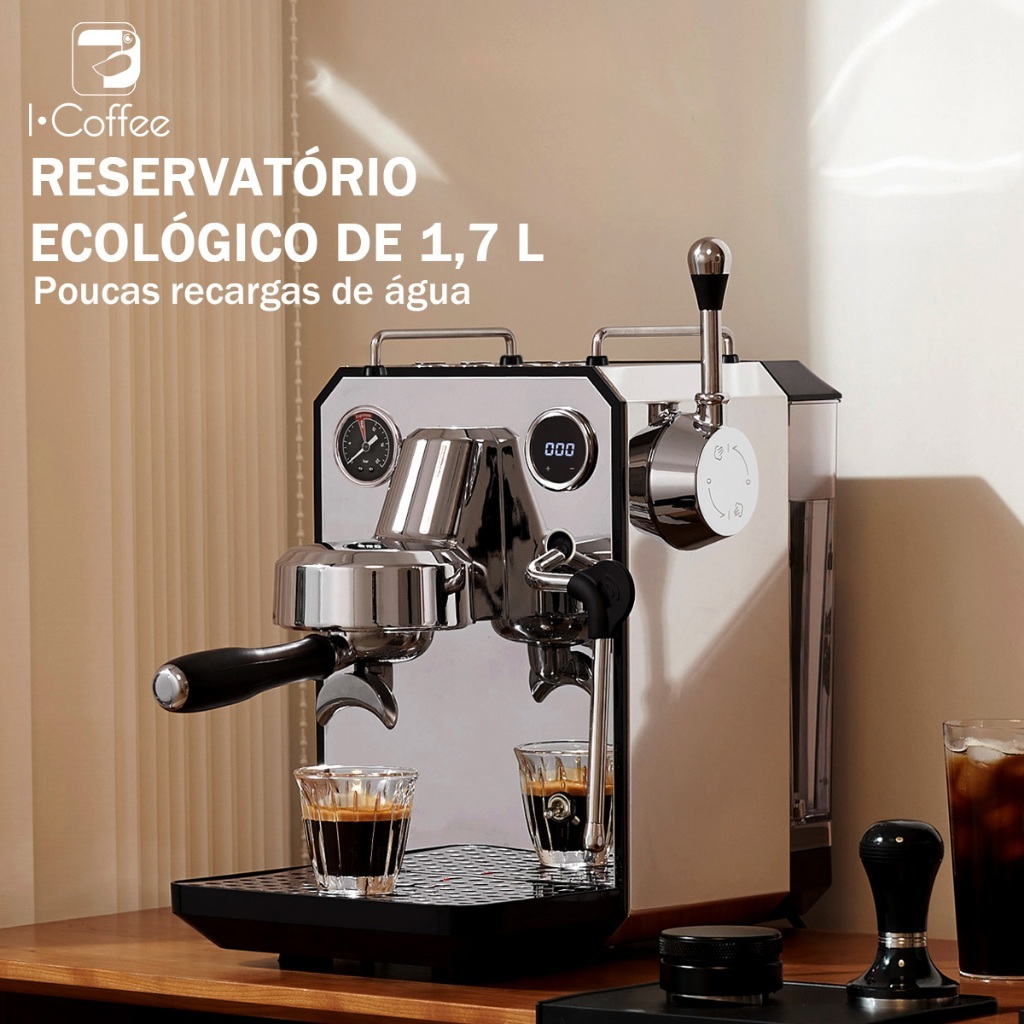 iCoffee Máquina de Café Espresso 15 Bar Profissional Semiautomática Inox 1700W, 127V