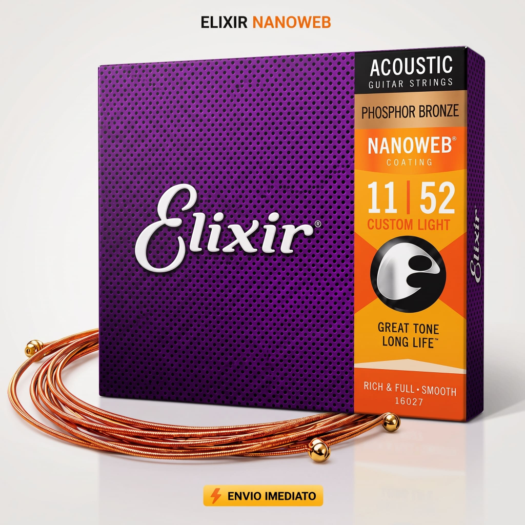 Cordas Elixir Nanoweb Violão Aço e Guitarra 010 011 012 Oferta Especial