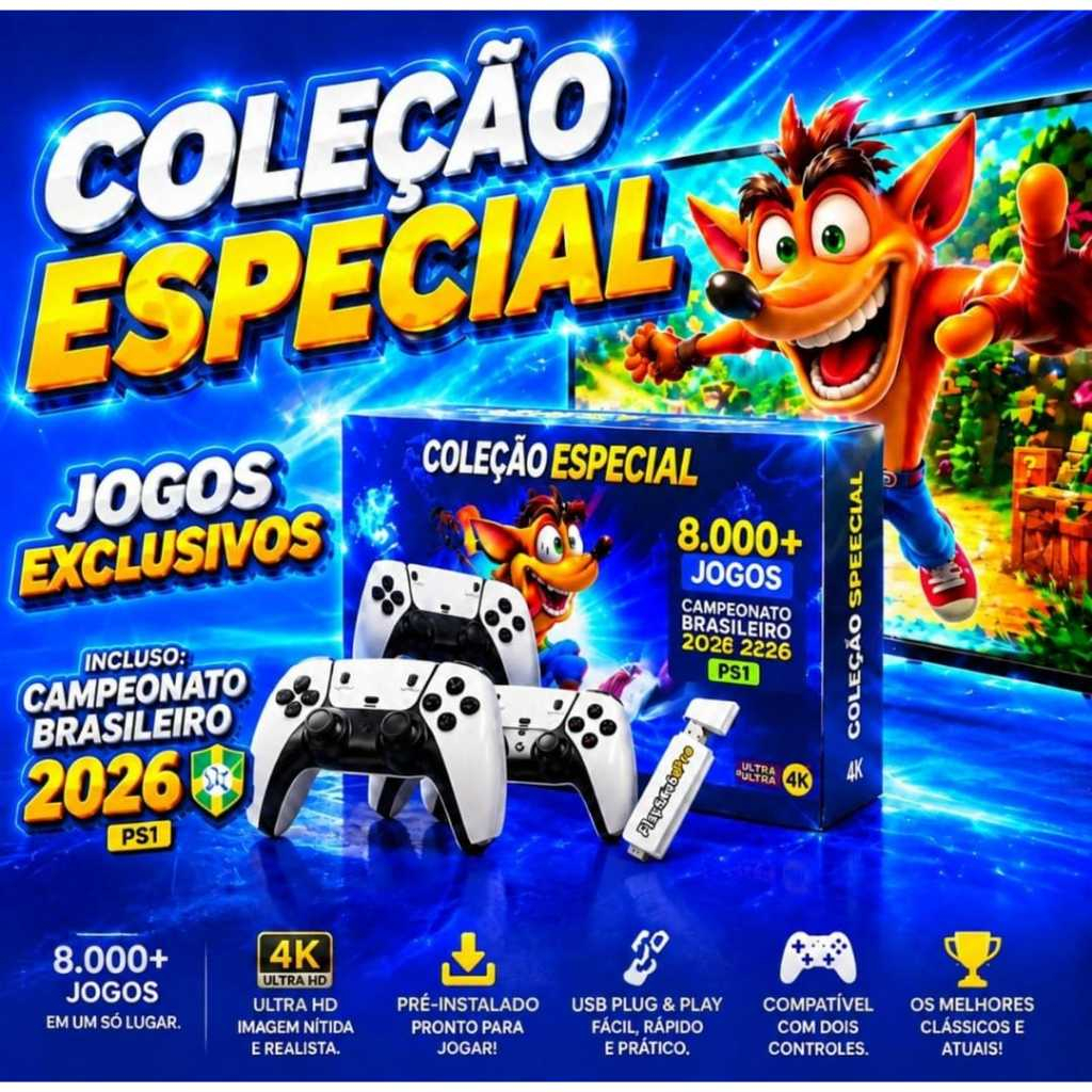 Coleção Especial de Vídeo Game Retrô – Controle ESTILO no PS5 (2026) GAME STICK