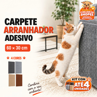 Kit Até 4un Arranhador adesivo para Gatos com Instalação Fácil Protetor de Sofá e Cama Box 60x30cm