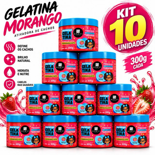 10 Gelatina Ativadora morango E Ou Modeladora De Cachos, Ideal Para Cabelos Ondulados, Cacheados E Crespos