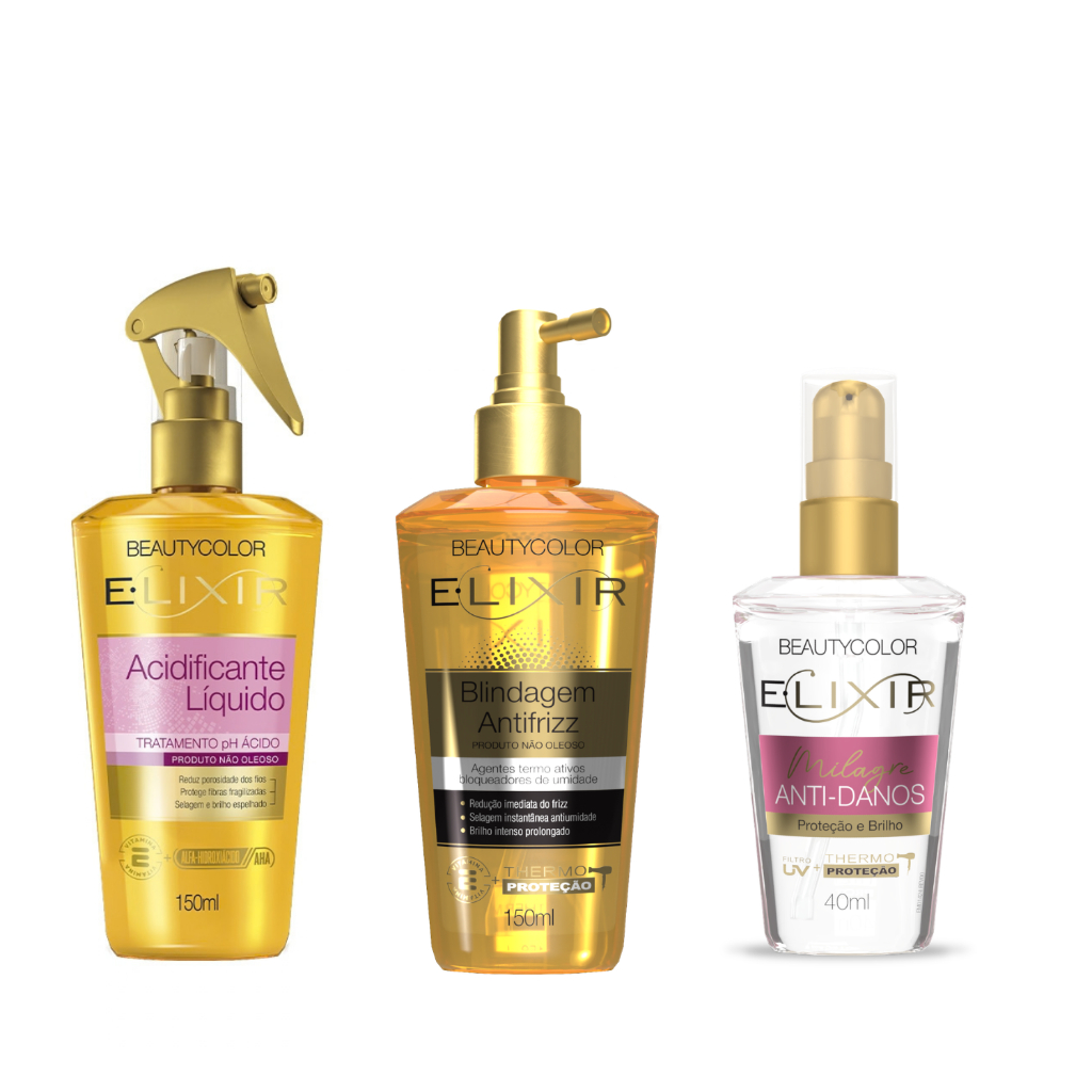 Imagem Kit Acidificante Líquido + Blindagem Antifrizz + E.lixir Milagre Anti-Danos 40ml
