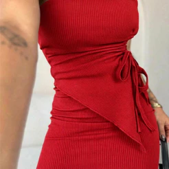 Conjunto Top Cropped tomara que caia franzido ajuste + saia Midi mini dapreada canelado Gringa