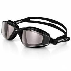 Óculos de Natação Tronic Adulto Design One Piece Lentes Curvas Espelhadas Speedo Preto Fumê
